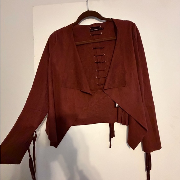 Blu Pepper Rust Brown Open-Front Jacket - Picture 1 of 2